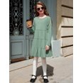 thumbnail image 3 of Arshiner Girls Long Sleeve Dress Fall Cotton Crewneck Tiered Ruffle Swing Solid Casual Midi Dresses, 3 of 6