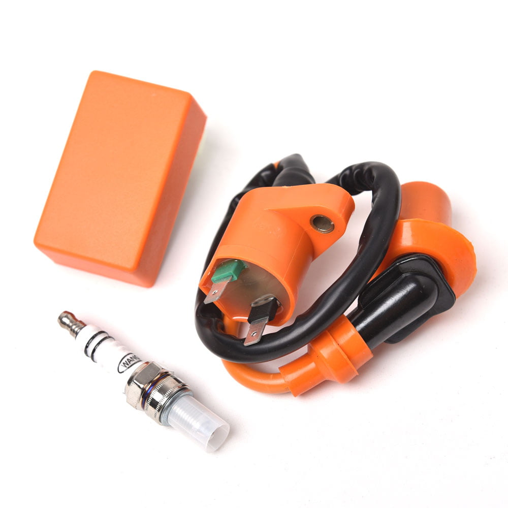 50cc CDI Ignition Coil Racing for GY6 125cc 150cc 139qmb 152qmi 157qmj Engine with Spark Plug Atv Mopeds Go karts by Swess 