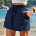 thumbnail image 3 of LINGLANG Women's Comfortable Soft Shorts Casual Fashion Elastic Waist Shorts Loose Fit Plus Size High Waist Beach Shorts With Side Pockets, 3 of 3