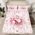 thumbnail image 2 of jejeloiu Country Floral Twin Sheet Set,Rustic Botanical White Pink,Microfiber Decor For Girls,3-Piece, 2 of 7