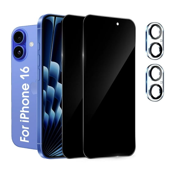 [2 2 Pack] We Life Compatible with iPhone 16 Privacy Screen Protector with Camera Lens Protector, [9H  Tempered Glass] [Military-Grade Drop Protection] HD Clear, Anti-Scratch