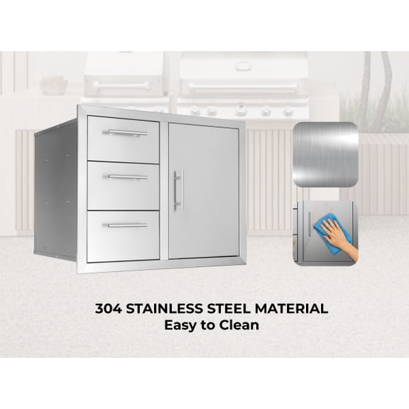 Cxforste Kitchen Combo Storage Cabinet  304 Stainless Steel Drawer Cabinet for BBQ Island, Grilling Station, Outdoor Kitchen