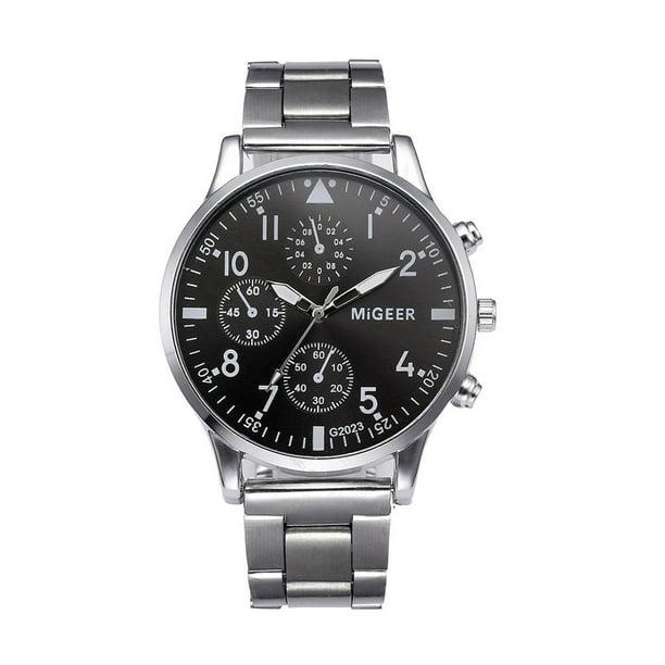 Reloj de cuarzo para hombre, relojes de moda para hombre, reloj de pulsera analógico de cuarzo de acero inoxidable con cristal para hombre.