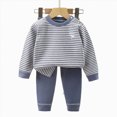 thumbnail image 5 of TOWED22 Infant Newborn Toddler Girl Clothing Set Long Sleeve Round Neck Sweatshirt + Joggers Pants 2pcs Outfits Daily(Navy,6-12 M), 5 of 5