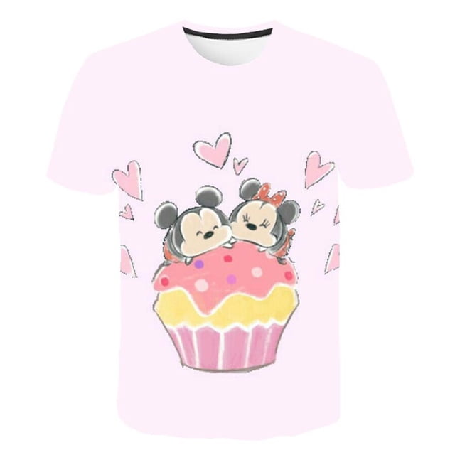 Verano Mickey Mouse conjunto ropa moda manga corta camisetas pantalones cortos ropa Minnie niñas dibujos animados disfraces casuales 1-14 años Old10T Gao Jinjia LED