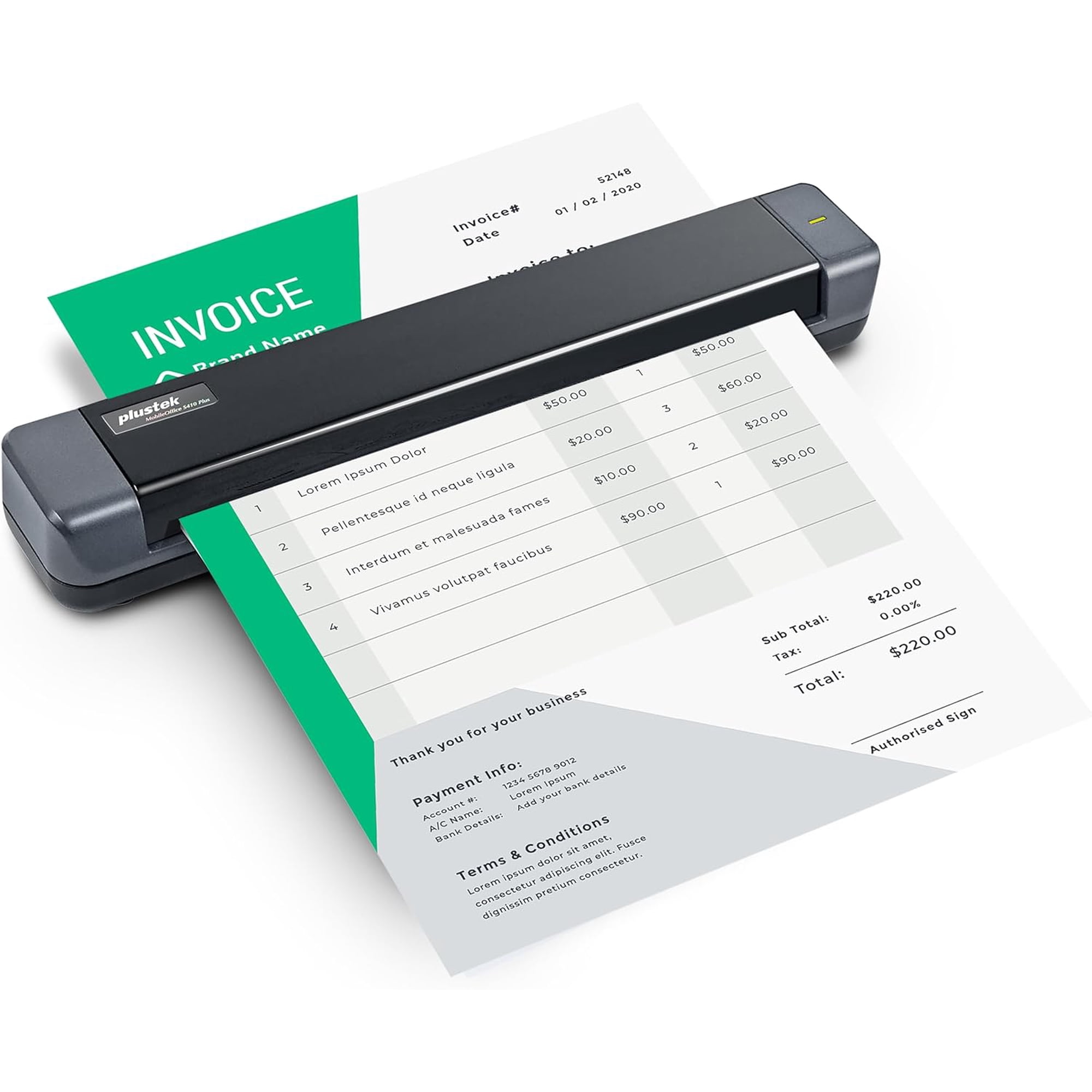 Plustek Mobile Scanner S410 Plus - Portable Sheet-Fed Document Scanner - for Windows 7 / 8 / 10 / 11