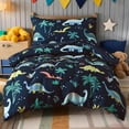 thumbnail image 1 of Juego de ropa de cama PHF para niños pequeños, edredón de 4 piezas con forma de dinosaurio, 1 of 7