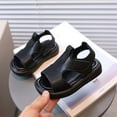 thumbnail image 2 of ZHOGXU Baby Girls Summer Sandals With Adjustable Straps Solid Color Open Toe Soft Sole Comfortable Breathable Shoes For Everyday Wear,Black,2-3 Years, 2 of 4