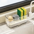 thumbnail image 2 of Sponge Holder for Kitchen Sink, Clear Acrylic Sink Organizer with Auto-Draining Tray, Countertop Sink Caddy for Sponges, Soap, Brush & Cleaning Tools, 2 of 6