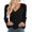 Black, variant on Women's V-Neck Ribbed Knit Tops Drawstring Ruched Fitted Blouses Bell Sleeves, S-2XL