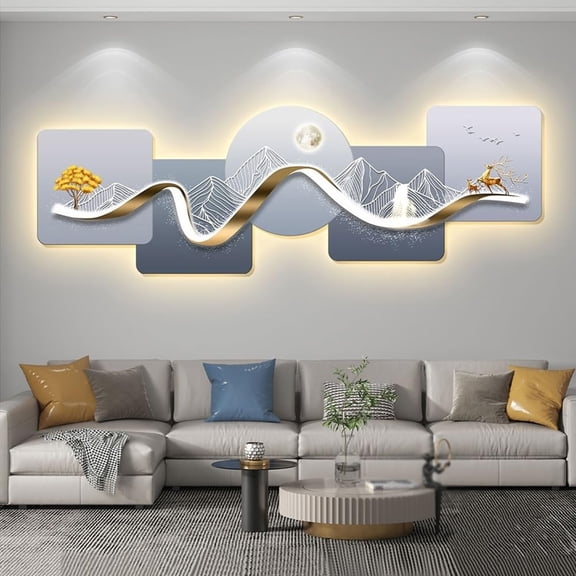 LED Abstract Wall Art, 3D Art Wall Decor for Living Room, Power Supply Wall Hanging Mural, Dining Room Wall Decor, Wall Sculptures Home Decor, 120*40cm