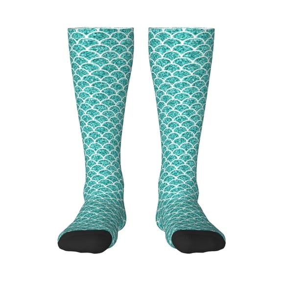 Rateoe Aquamarine Glitter1 Pattern Women’s Knee High Crew Socks,Trouser Socks Comfortable, Breathable, Moisture-Wicking and Soft
