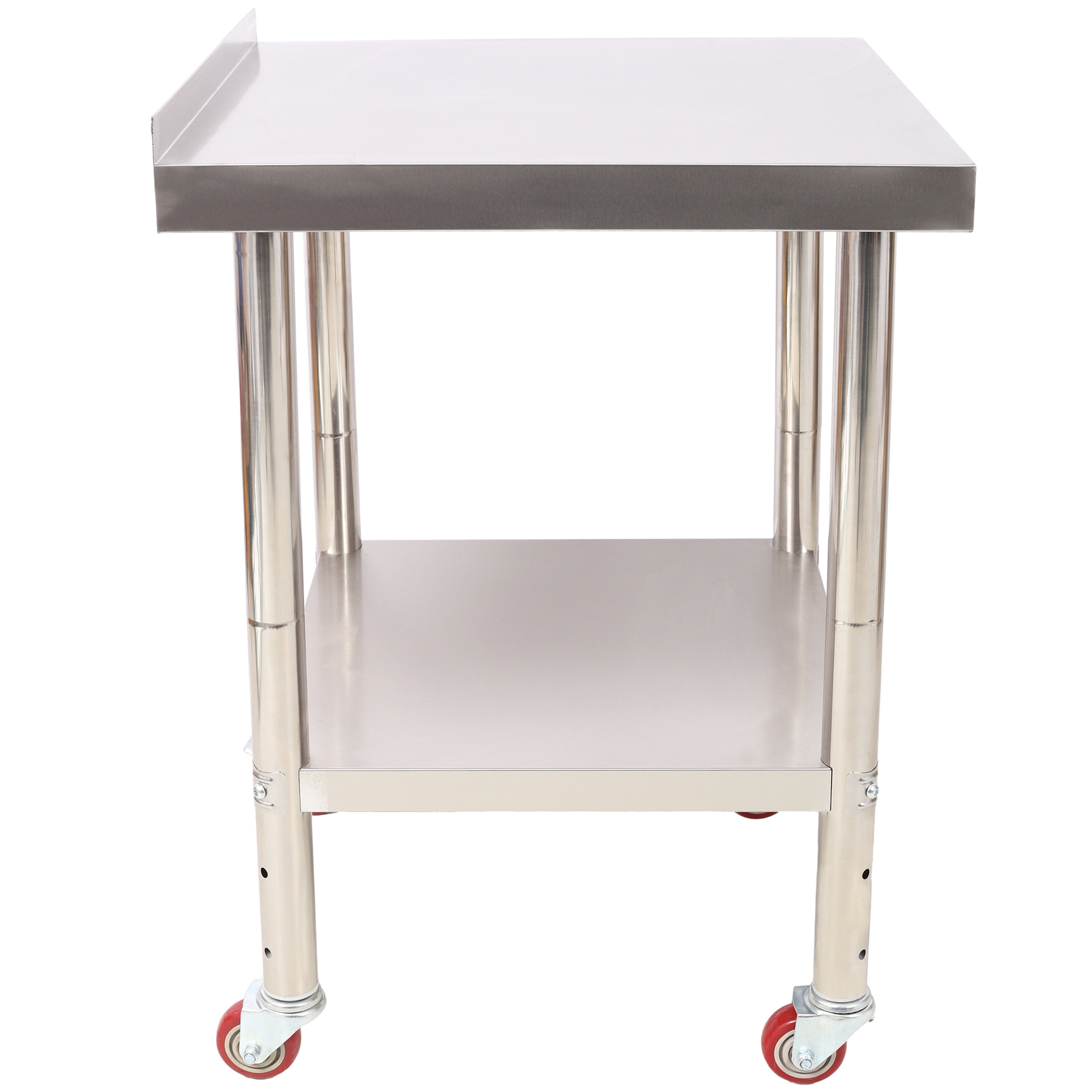 Stainless Steel Prep Table, 24 x 24 x 35-1/2 Inch, 440lbs Load Capacity Heavy Duty Metal Worktable with Backsplash Adjustable Undershelf & 4 Casters, Commercial Workstation for Kitchen Restaurant