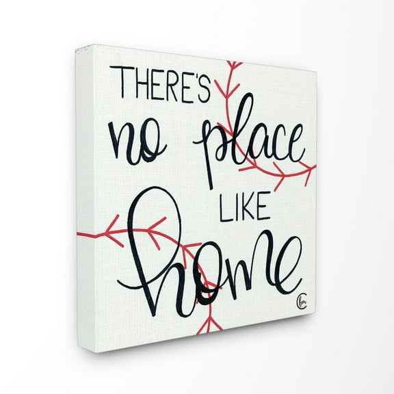 The Stupell Home Decor There's No Place Like Home Script Typography Baseball Stitching