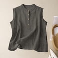 thumbnail image 4 of cocolona Womens Summer Linen Tank Tops Button Crew Neck Sleeveless Shirts Casual Solid Color Lightweight Blouses, 4 of 4