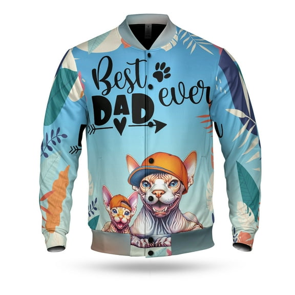 Best Sphynx Dad Ever Happy Father's Day All Over Print 3D Baseball Jacket Cat Lover Kitten Owner Gifts Idea Bomber Jacket Softball - 02006