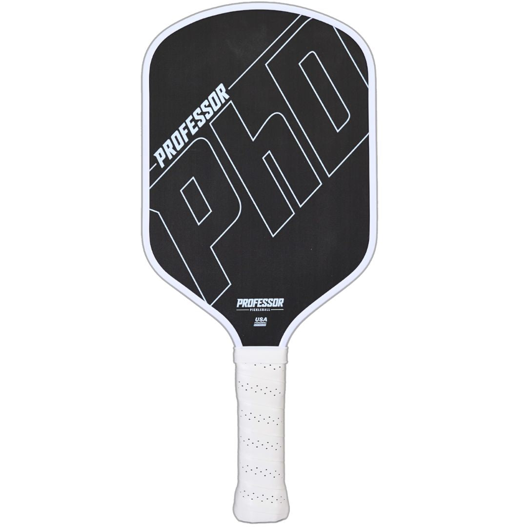 Professor PhD Raw Carbon Fiber Pickleball Paddle White Edge