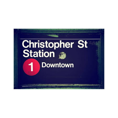 Subway Station Sign, Christopher Street Station, Downtown, Manhattan, NYC, White Frame Print Wall Art By Philippe (Best Subway App Nyc 2019)