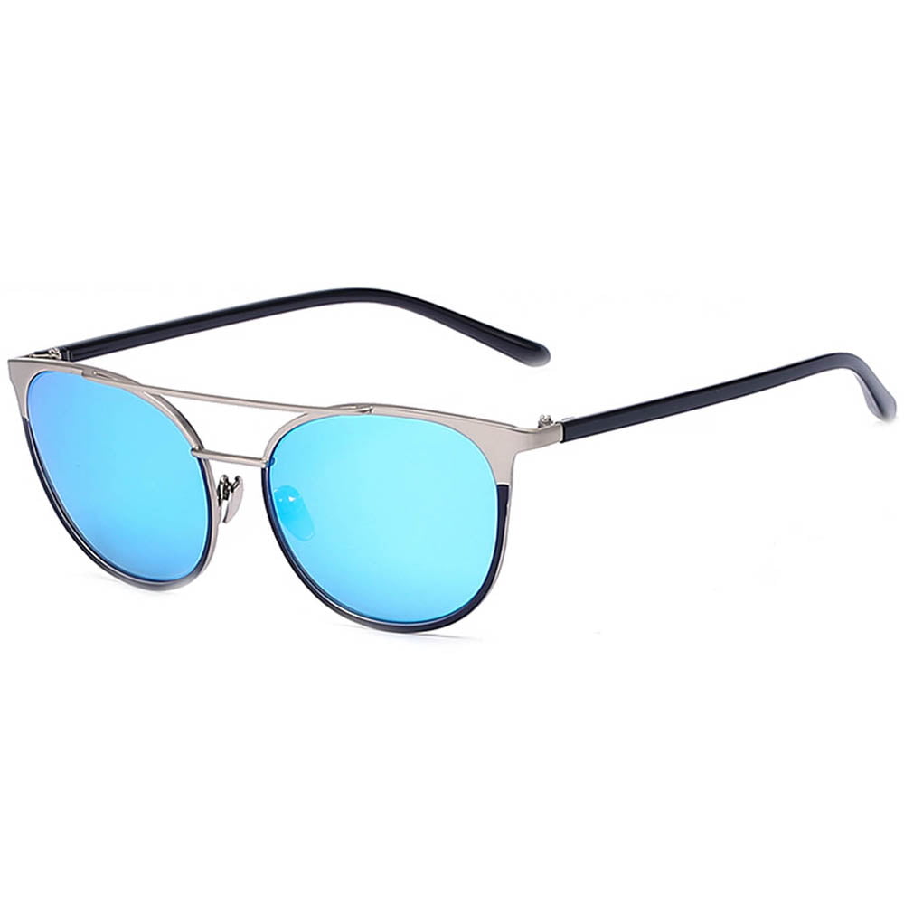 OWL Eyewear Sunglasses 86026 C6 Women's Metal Fashion Silver Frame Blue ...