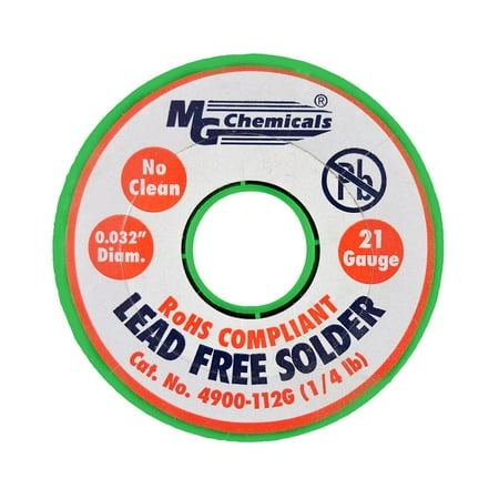 

MG Chemicals 4900-112G SAC305 96.3% Tin 0.7% Copper 3% Silver No Clean Lead Free Solder 0.032 Diameter 1/4 Lb. Spool