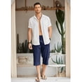 thumbnail image 3 of COOFANDY Men's Linen Capris Pants Below Knee Regular Fit 3/4 Pants Casual Drawstring Lightweight Beach Yoga Pants with Pockets, 3 of 9