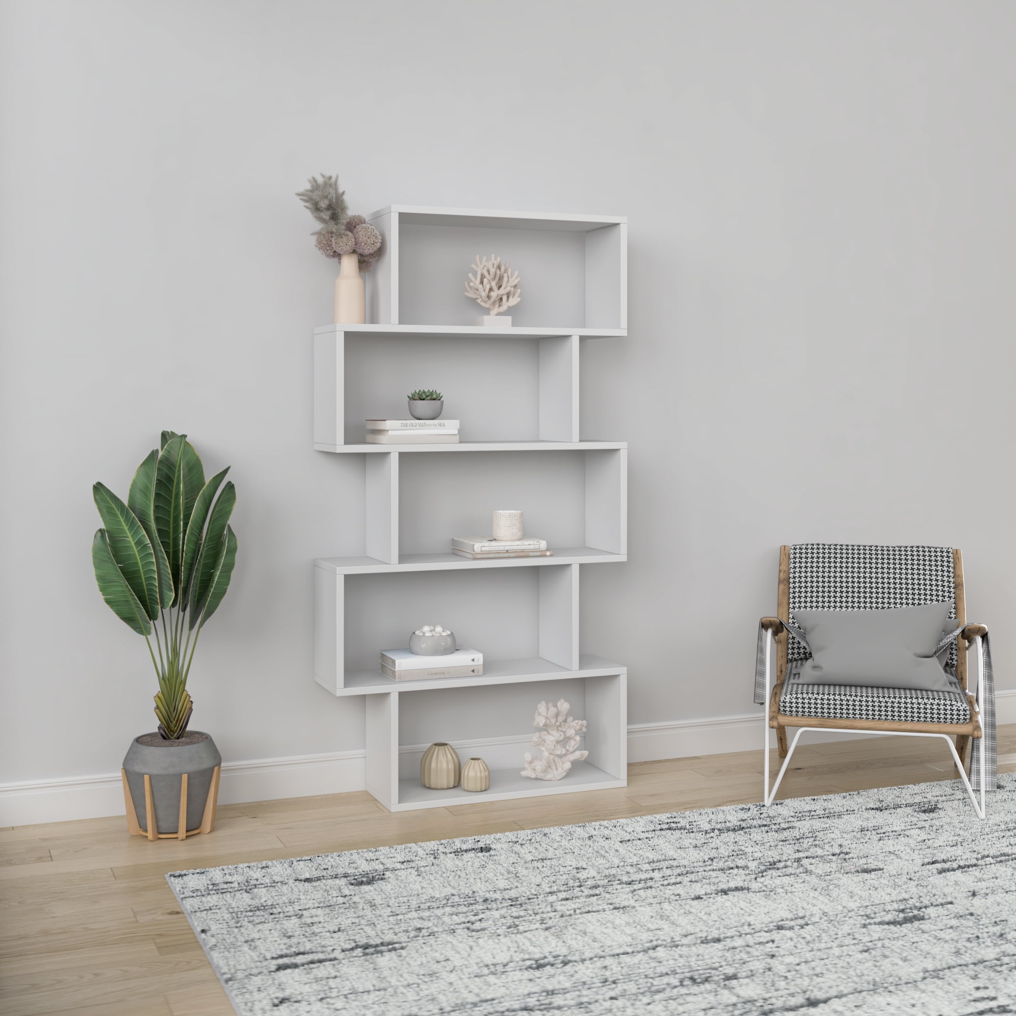 Ada Home Decor Barclay Multiple Tier Open Shelf Modern Bookcase, White