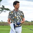 thumbnail image 5 of Balery Flowers and Bee Printed Men’s Short Sleeve Polo Shirt, Midweight Men's Shirt,Golf Polo shirts -Medium, 5 of 8