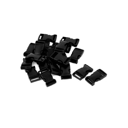 Webbing Tongue Buckle - Unique Bargains 20Pcs 2CM Wide Webbing Strap Plastic Curved Clasp Side Release Buckle Black