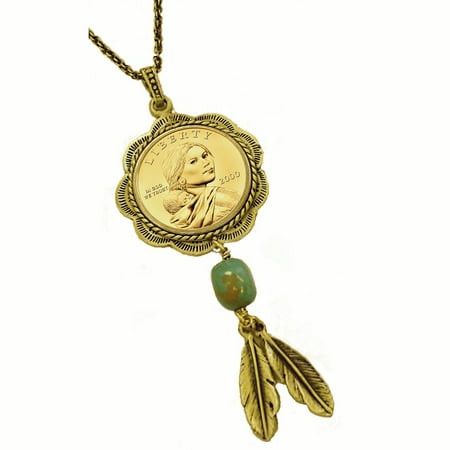 - Sacagawea Brass and Turquoise Pendant