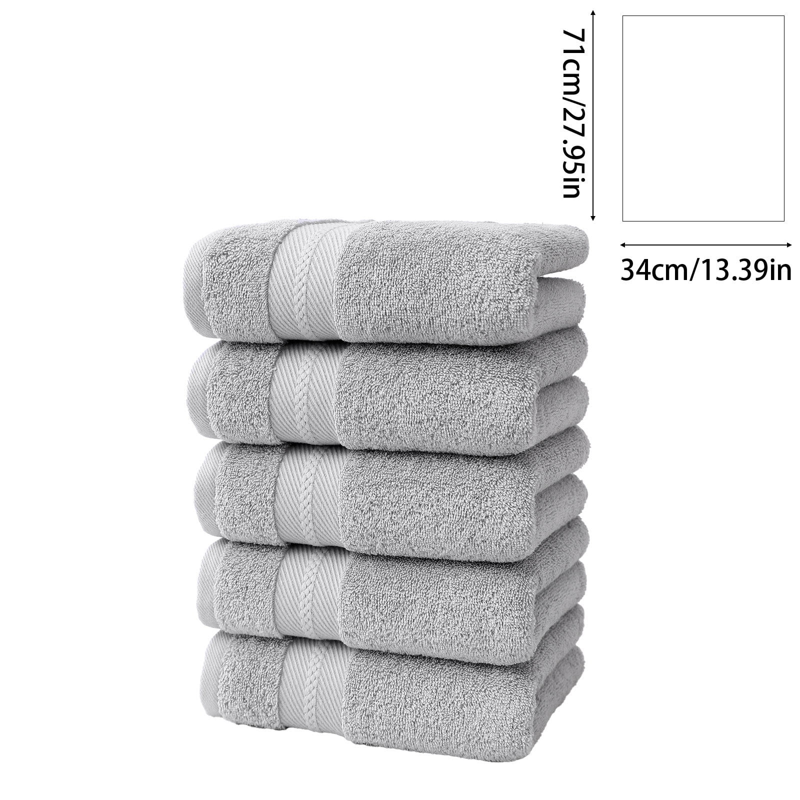 5 Pcs Bath Towels Set Soft 100% Turkish Cotton For Bathroom Thick Soft Absorbent Towel Set Of 5 Household Wash Face Gift Towel (Gray, 27.9x13.77in)