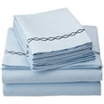 thumbnail image 6 of Luxor Treasures-Executive 3000 MF3000KGSH CLWHBK Executive 3000 Series King Sheet Set, Clouds Embroidery - White & Black, 6 of 7