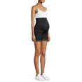 thumbnail image 3 of Oh! Mamma Maternity Women's Double Rolled Cuff Denim Shorts with Full Panel (Women's and Women's Plus), 3 of 6