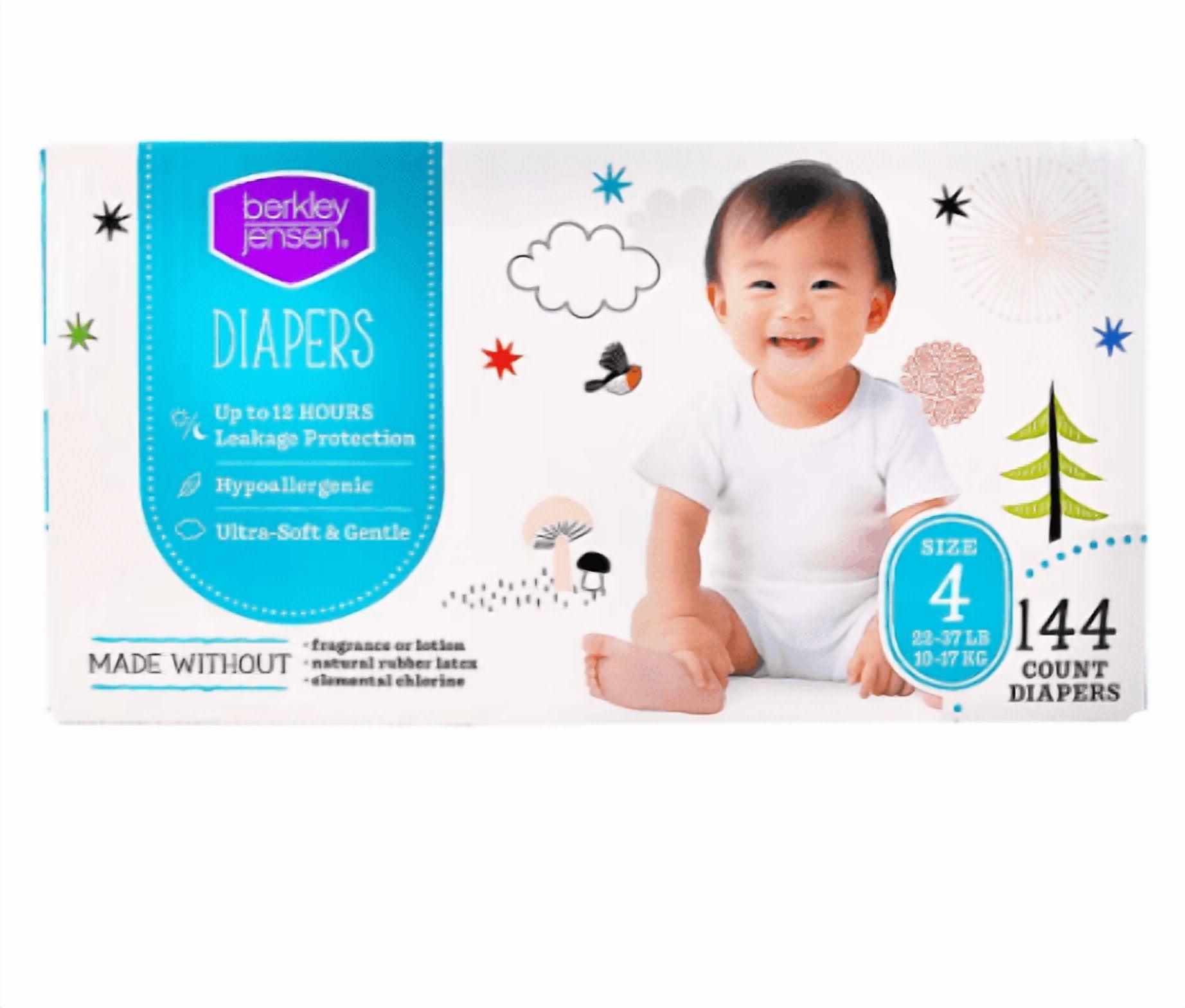 Berkley Jensen Diapers Size 4 (22-37 LB) 144 Count