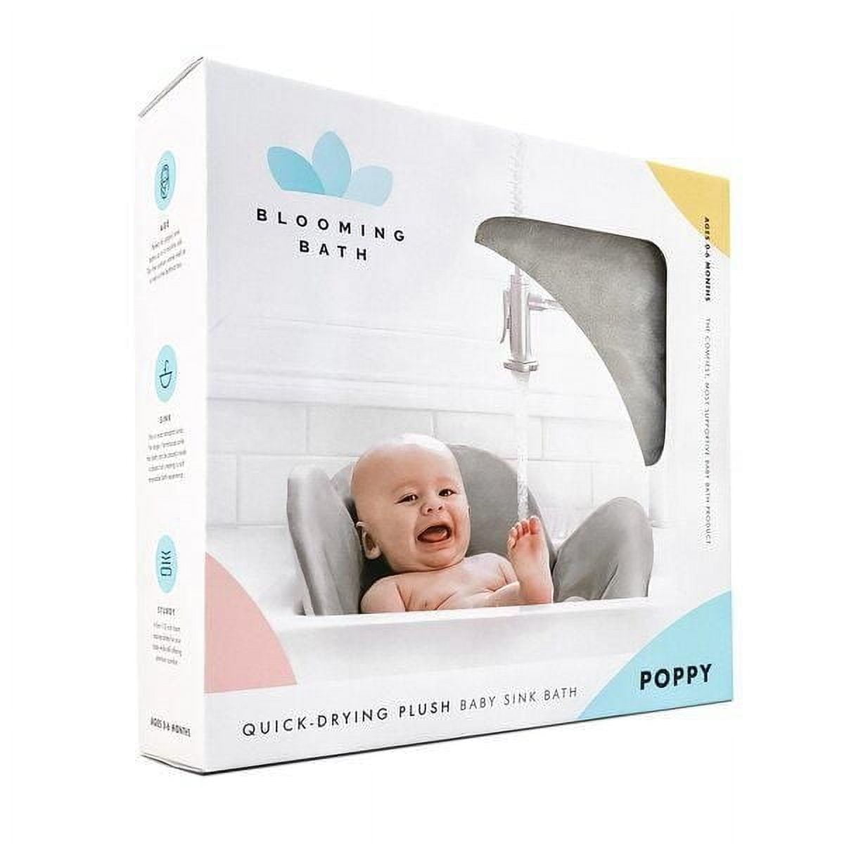 Blooming Bath Poppy Baby Bath Seat - Minky Baby Bathtub, Fits Most Sinks - Newborn to 6 months - Baby Essentials - Baby Gifts - Washer Safe - 30" - Yellow