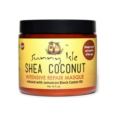 Sunny Isle Jamaican Black Castor Oil Shea Coconut Oil Intensive Repair Masque | Shea Castor Strengthening & Split End Repair - 16oz