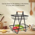 thumbnail image 3 of Cesta De Frutas, 2 Niveles, Mango De Madera Multifuncional, Estructura Estable, Alambre De Metal, Organizador De Almacenamiento De Frutas Para Aperitivos Y Verduras, 3 of 7