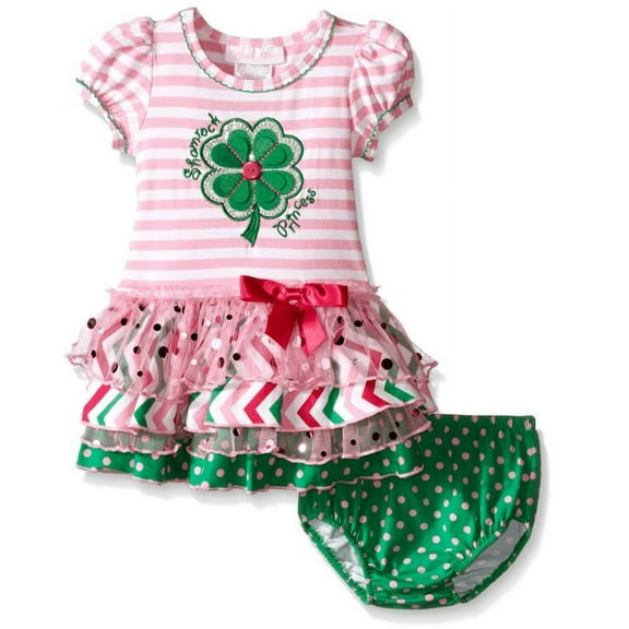Bonnie Jean baby Girls Green Clover Princess St Patrick's Pink Dress 24 Months