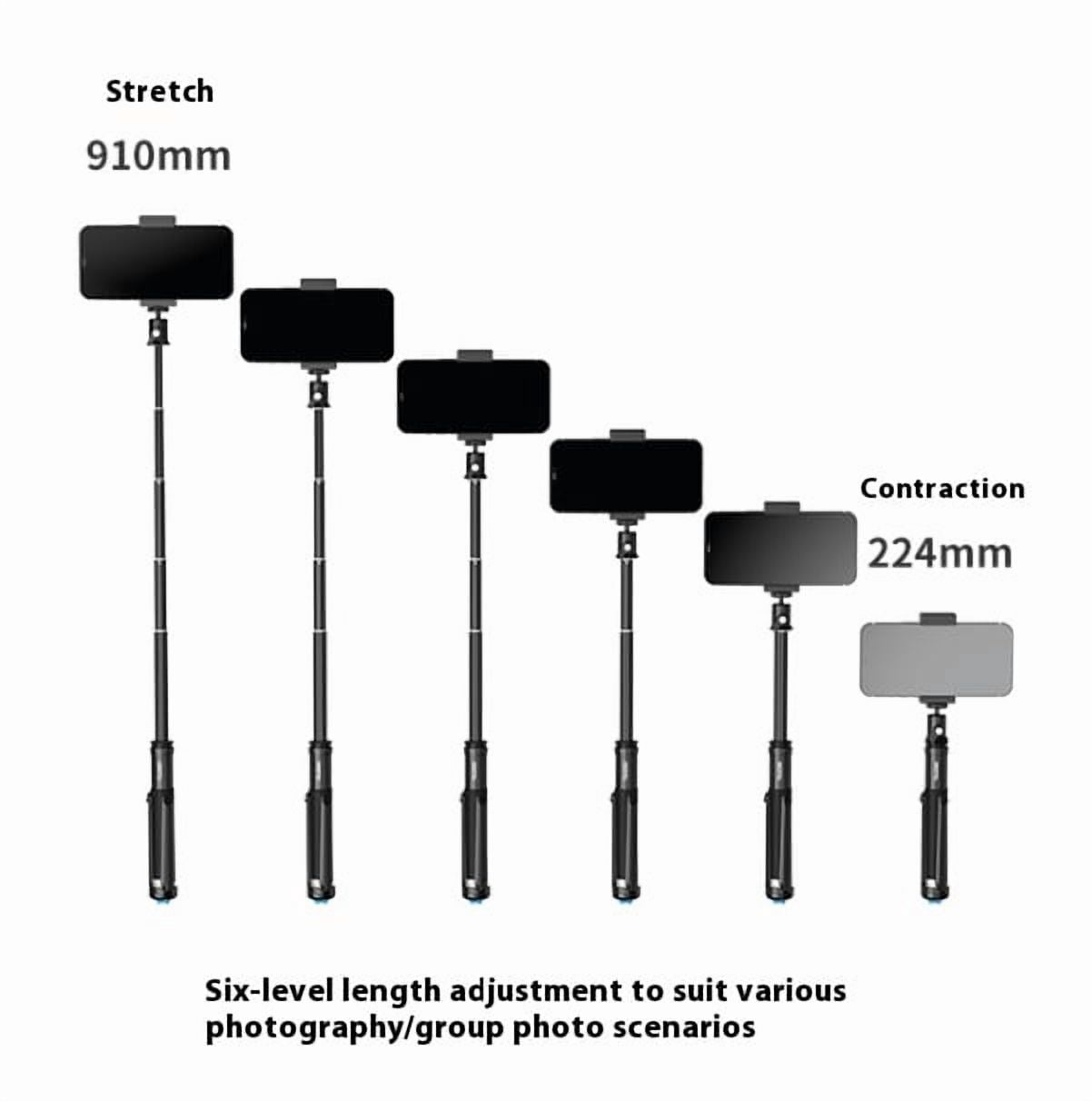 Aluminum Alloy Travel Tripod Stick - Bigcan Extendable Selfie Stand with Phone Mount and 1/4 Screw Adapter for Camera Action Cam Vlog Recording