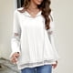thumbnail image 4 of Blusa con volantes y cordón para mujer, camisa de manga larga con retazos de encaje informal de moda de Color puro para mujer, color blanco S, 4 of 8