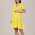 thumbnail image 4 of Fesfesfes Button Front Maternity Dress Short Sleeve Solid Color Casual Comfortable Pregnancy Dress for Women Breastfeeding Friendly(Yellow,M), 4 of 8