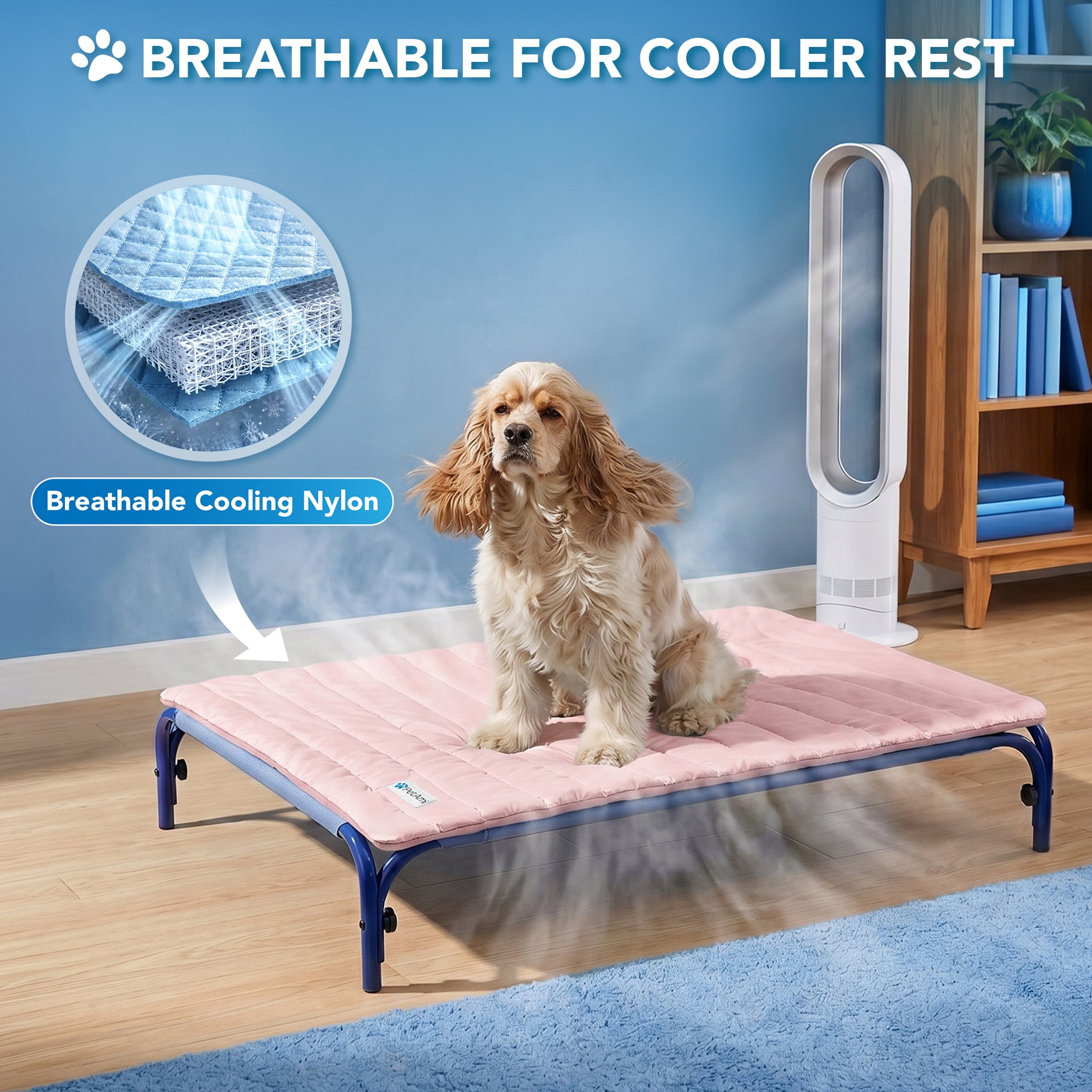 PetAmi Dog Cooling Mat, Q-Max Pet Cooling Blanket with Thick Cushioning, Self Cooling Pad for Dogs & Cats, Reversible Summer Mat for Crate, Couch, Kennel, Pink, Medium (29x40)