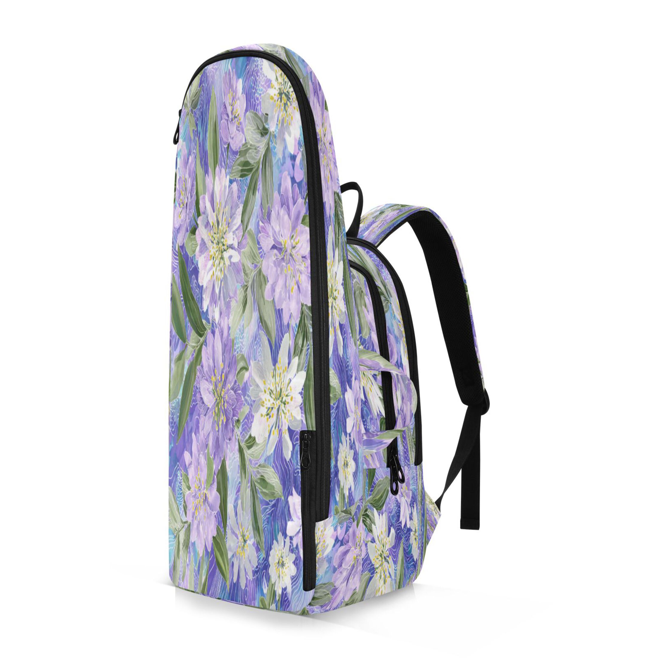 2 Racquet Holder Tennis Backpack Tennis Racket Covers Gym Bags Elegant Purple Daffodil Pattern