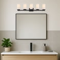 thumbnail image 5 of Breckham 5-Light Vanity Light in Black, 38.0 in Curved Bar with Frosted Glass, 5 of 8