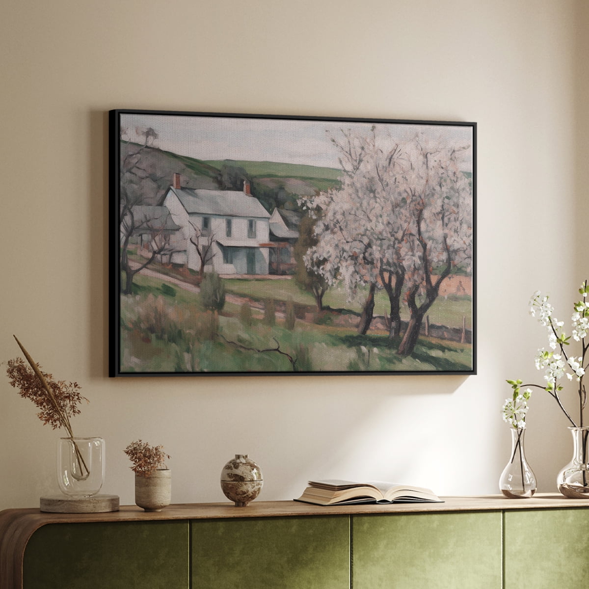 Vintage Landscape-IV By Wexford Home Framed in Black Wood Gallery Wrapped Canvas 27 in. x 41 in.