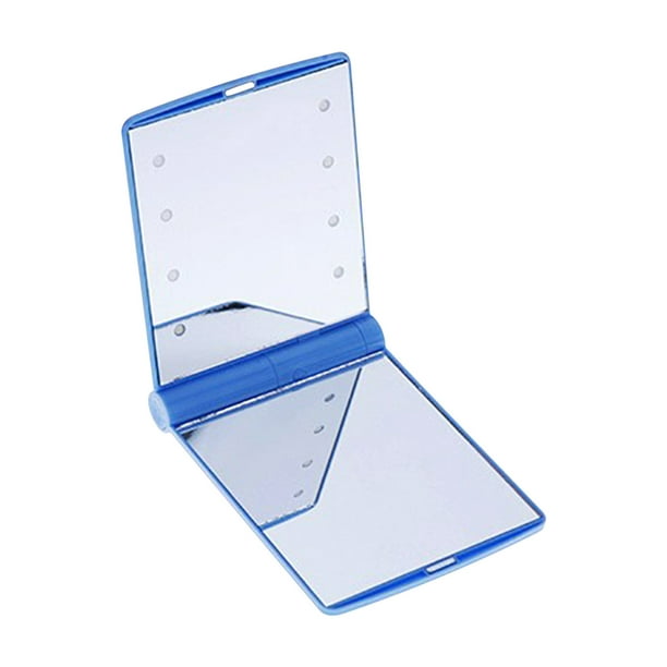 Espejo de maquillaje LED para maquillaje, espejo LED plegable de 8 luces, espejo portátil con luz, espejo pequeño
