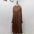 thumbnail image 3 of Kids Prayer Dress Muslim Clothes for Girls Long Sleeve Abaya with Hijab 2 Piece Maxi Islamic Set Scarf Kaftan Jilbab Coffee 12-13 Years, 3 of 6