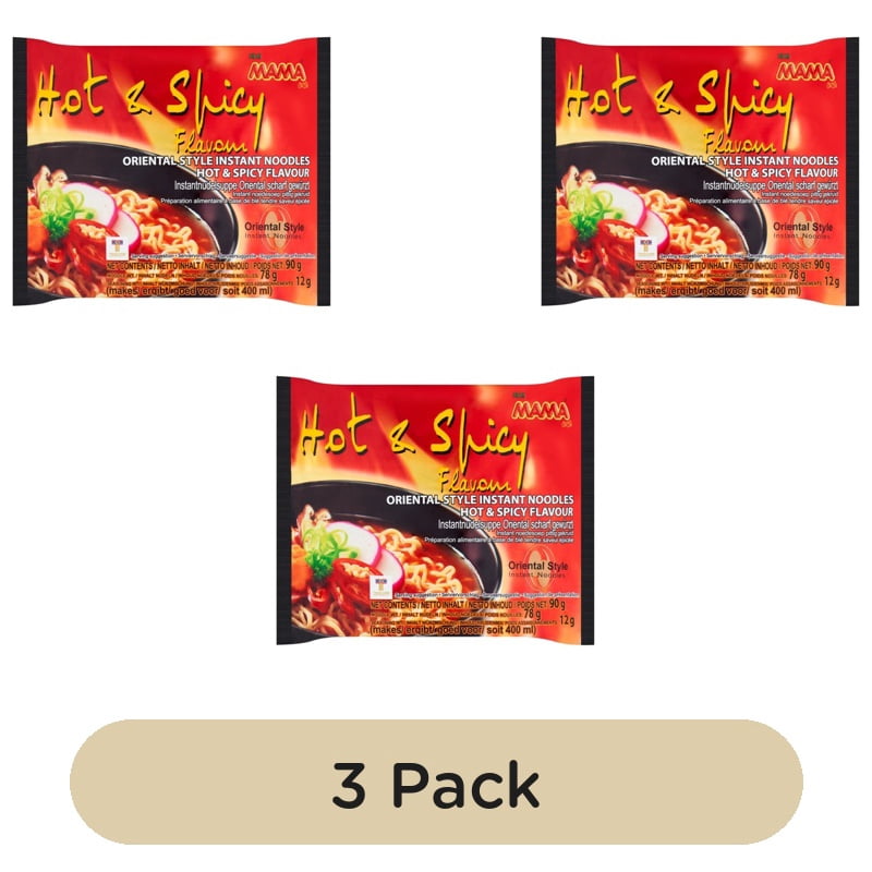 Mama Korean Udon Hot & Spicy Instant Noodles 90g, British Import (Pack of 3)