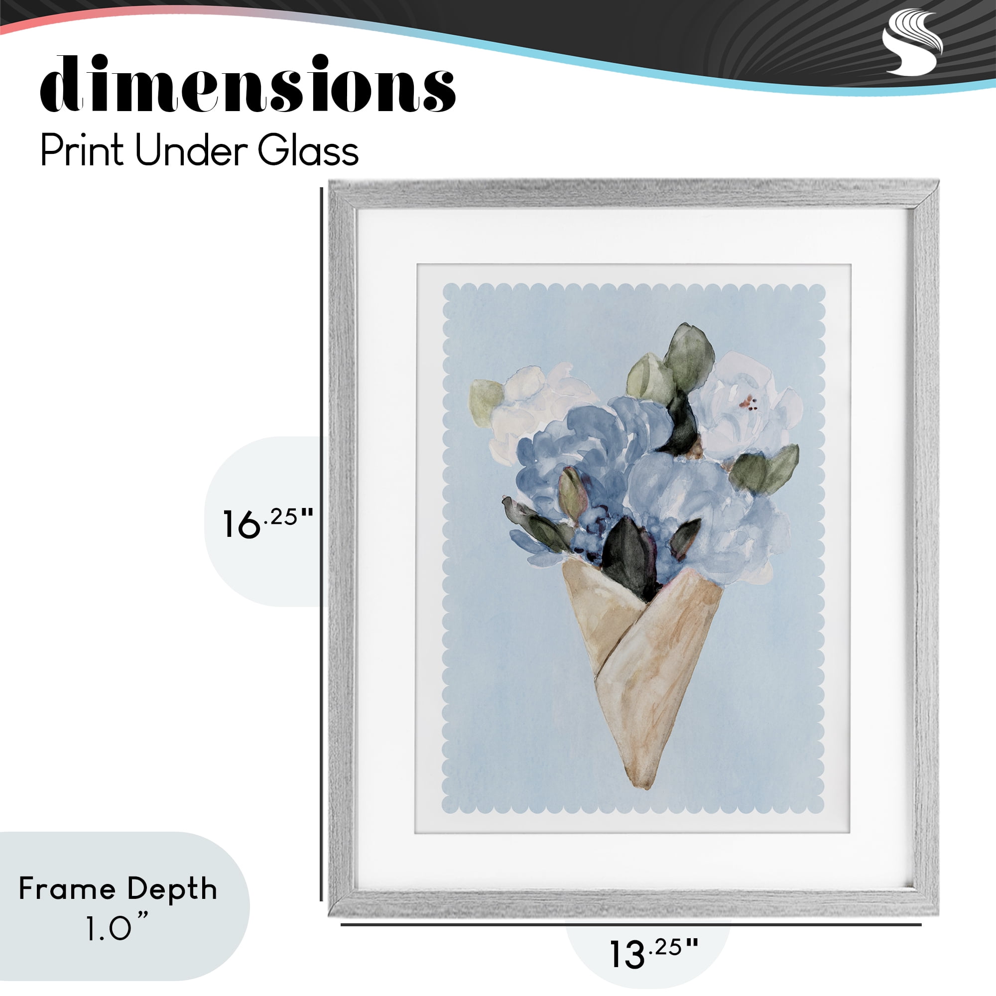 Stupell Industries Blue Gift Bouquet Gray Framed Print Under Glass, design by Lanie Loreth
