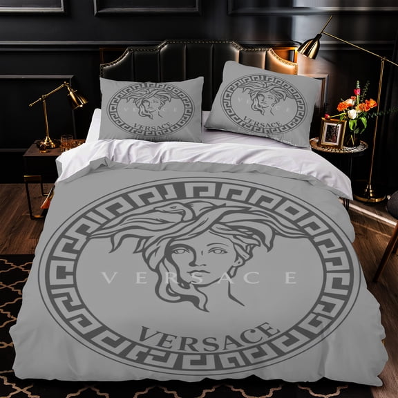 3-Piece Duvet Cover Set - Elegant Gray Design with Iconic Classical Figure Pattern Luxurious Bedding for Modern Bedrooms