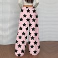 thumbnail image 4 of Fleece Pajama Pants Women Fuzzy Wide Leg Fleece Lounge Pants Loose Fit Star Print Pajama Pants 2025 Fashion Holiday Party Elastic Waist Sweatpants Pink L, 4 of 5